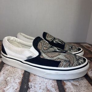 Vans Classic Slip-on Desert Snake Black Cream Gum Sole Woman Size 5 Men 3.5